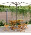 vidaXL Folding Chairs 4 pcs Grey Poly Rattan and Solid Wood