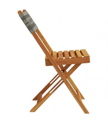 vidaXL Folding Chairs 4 pcs Grey Poly Rattan and Solid Wood
