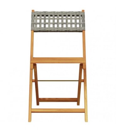 vidaXL Folding Chairs 6 pcs Grey Poly Rattan and Solid Wood