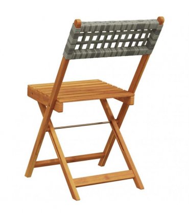 vidaXL Folding Chairs 6 pcs Grey Poly Rattan and Solid Wood