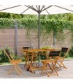 vidaXL Folding Chairs 4 pcs Black Solid Wood Acacia