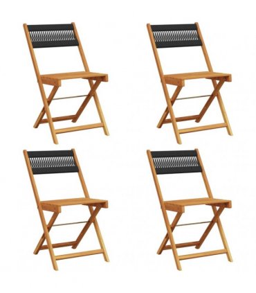 vidaXL Folding Chairs 4 pcs Black Solid Wood Acacia