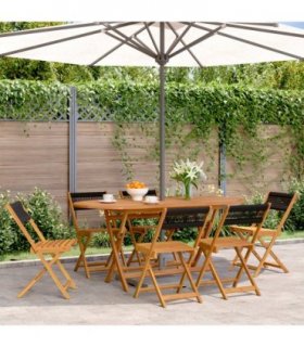 vidaXL Folding Chairs 6 pcs Black Solid Wood Acacia