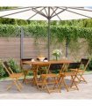 vidaXL Folding Chairs 6 pcs Black Solid Wood Acacia