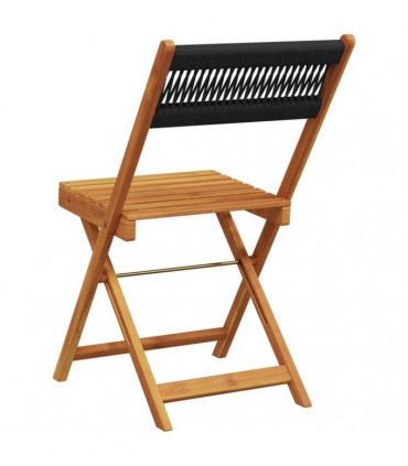 vidaXL Folding Chairs 6 pcs Black Solid Wood Acacia