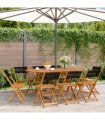 vidaXL Folding Chairs 8 pcs Black Solid Wood Acacia