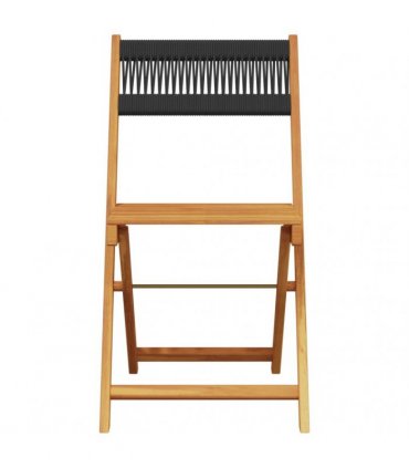 vidaXL Folding Chairs 8 pcs Black Solid Wood Acacia