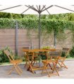vidaXL Folding Chairs 4 pcs Grey Solid Wood Acacia