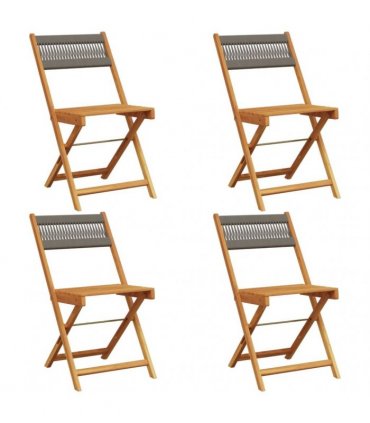 vidaXL Folding Chairs 4 pcs Grey Solid Wood Acacia