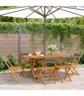 vidaXL Folding Chairs 6 pcs Grey Solid Wood Acacia