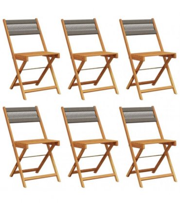 vidaXL Folding Chairs 6 pcs Grey Solid Wood Acacia