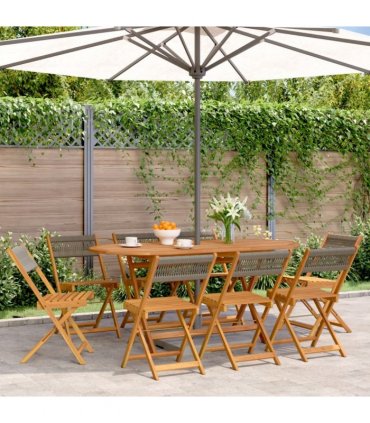 vidaXL Folding Chairs 8 pcs Grey Solid Wood Acacia