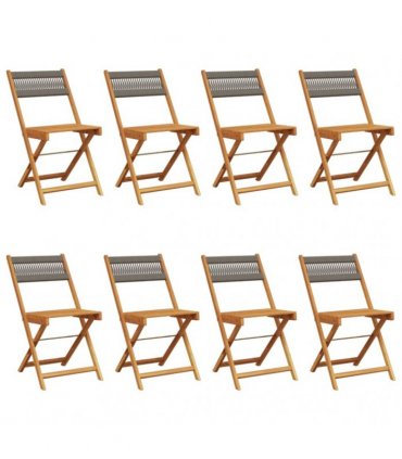 vidaXL Folding Chairs 8 pcs Grey Solid Wood Acacia