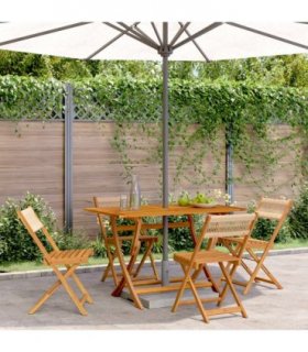 vidaXL Folding Chairs 4 pcs Beige Solid Wood Acacia