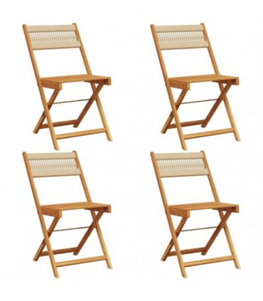 vidaXL Folding Chairs 4 pcs Beige Solid Wood Acacia