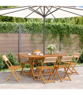 vidaXL Folding Chairs 6 pcs Beige Solid Wood Acacia
