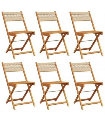 vidaXL Folding Chairs 6 pcs Beige Solid Wood Acacia