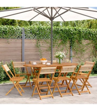 vidaXL Folding Chairs 8 pcs Beige Solid Wood Acacia