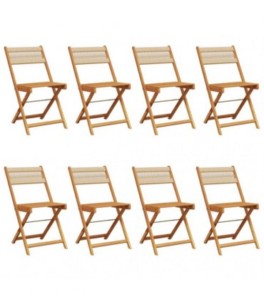 vidaXL Folding Chairs 8 pcs Beige Solid Wood Acacia