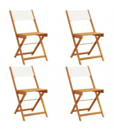 vidaXL Folding Chairs 4 pcs Cream White Fabric and Solid Wood