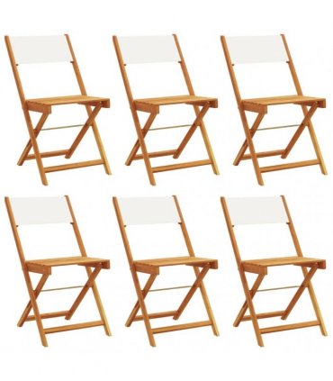 vidaXL Folding Chairs 6 pcs Cream White Fabric and Solid Wood