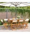 vidaXL Folding Chairs 8 pcs Cream White Fabric and Solid Wood