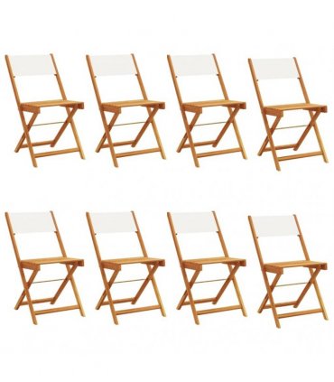 vidaXL Folding Chairs 8 pcs Cream White Fabric and Solid Wood