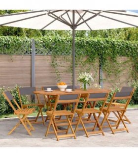 vidaXL Folding Chairs 8 pcs Anthracite Fabric and Solid Wood