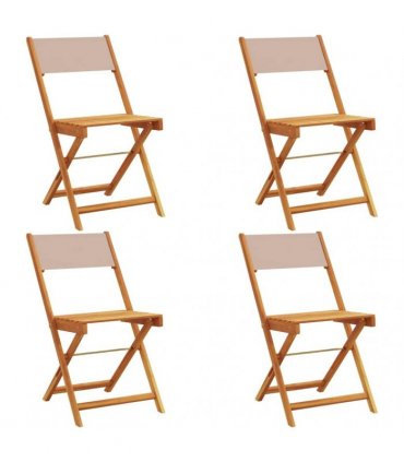 vidaXL Folding Chairs 4 pcs Taupe Fabric and Solid Wood