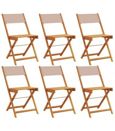 vidaXL Folding Chairs 6 pcs Taupe Fabric and Solid Wood