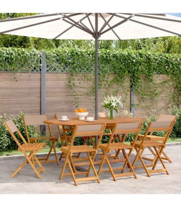 vidaXL Folding Chairs 8 pcs Taupe Fabric and Solid Wood