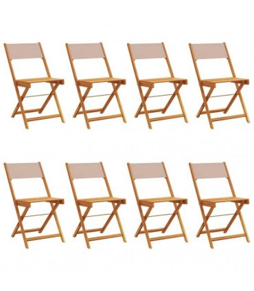 vidaXL Folding Chairs 8 pcs Taupe Fabric and Solid Wood