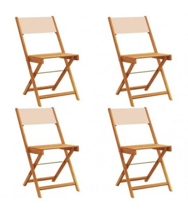 vidaXL Folding Chairs 4 pcs Beige Fabric and Solid Wood