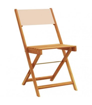 vidaXL Folding Chairs 4 pcs Beige Fabric and Solid Wood
