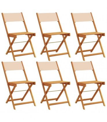 vidaXL Folding Chairs 6 pcs Beige Fabric and Solid Wood