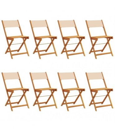 vidaXL Folding Chairs 8 pcs Beige Fabric and Solid Wood