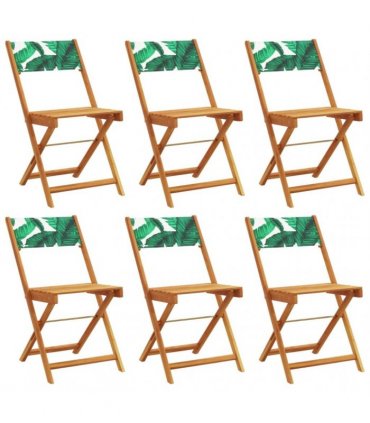 vidaXL Folding Chairs 6 pcs Green Fabric and Solid Wood