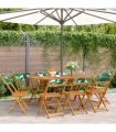 vidaXL Folding Chairs 8 pcs Green Fabric and Solid Wood