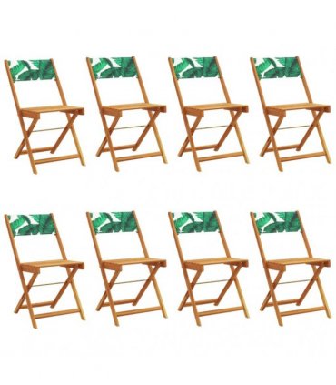 vidaXL Folding Chairs 8 pcs Green Fabric and Solid Wood