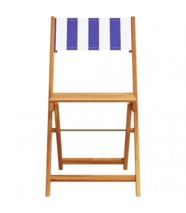 vidaXL Folding Chairs 4 pcs Blue and White Fabric and Solid Wood