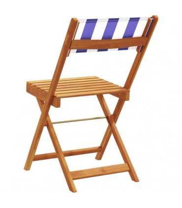 vidaXL Folding Chairs 4 pcs Blue and White Fabric and Solid Wood