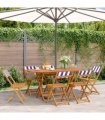 vidaXL Folding Chairs 6 pcs Blue and White Fabric and Solid Wood