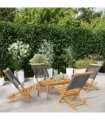 vidaXL Folding Chairs 4 pcs Grey Solid Wood Acacia