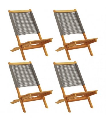 vidaXL Folding Chairs 4 pcs Grey Solid Wood Acacia