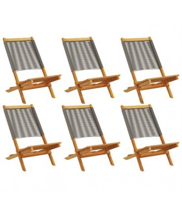 vidaXL Folding Chairs 6 pcs Grey Solid Wood Acacia