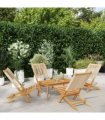 vidaXL Folding Chairs 4 pcs Beige Solid Wood Acacia