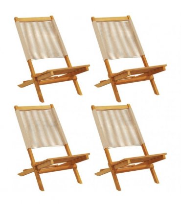 vidaXL Folding Chairs 4 pcs Beige Solid Wood Acacia