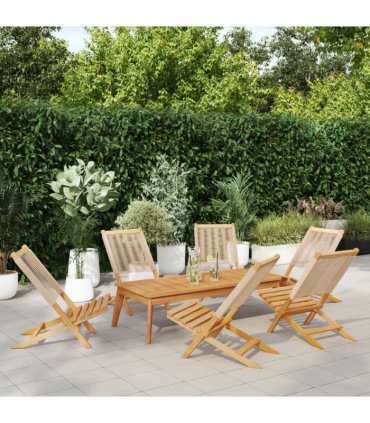 vidaXL Folding Chairs 6 pcs Beige Solid Wood Acacia