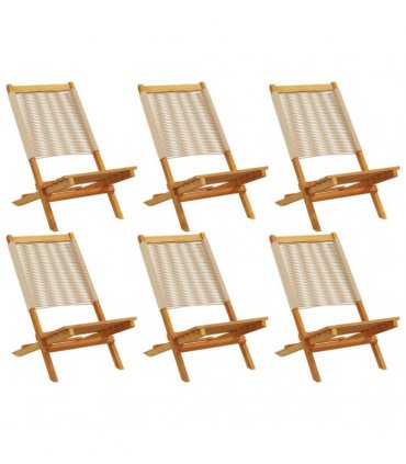 vidaXL Folding Chairs 6 pcs Beige Solid Wood Acacia