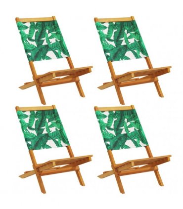vidaXL Folding Chairs 4 pcs Green Fabric and Solid Wood